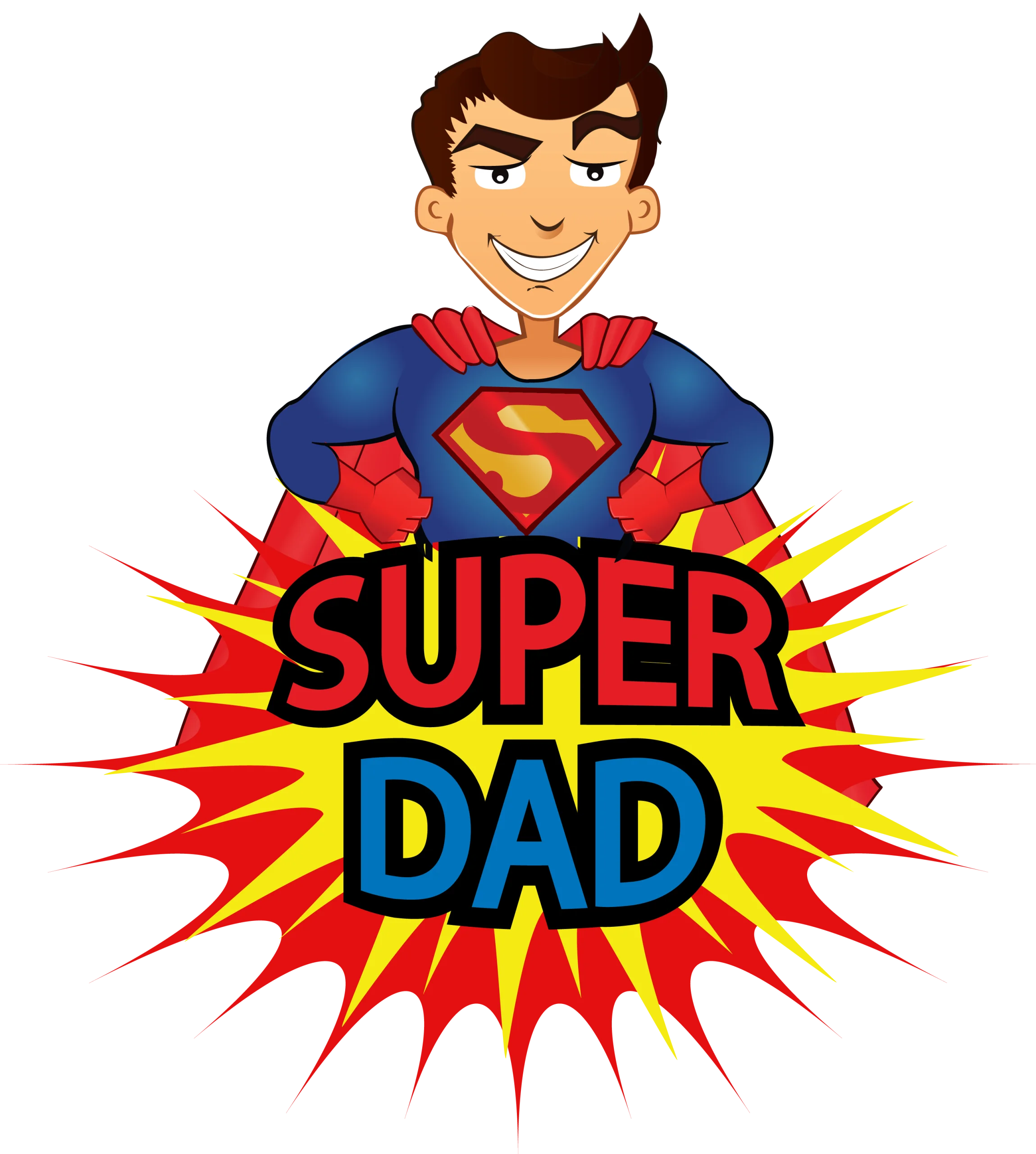 Super Dad Fathers Day Celebration Clipart Design with Superhero Character