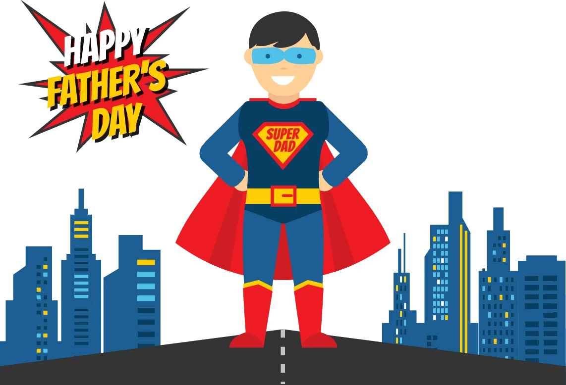 Super Dad Superhero Father's Day Celebration Cartoon Clipart Design