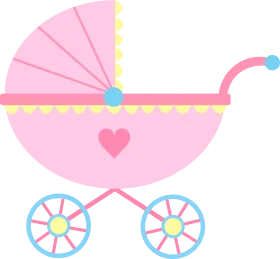 Sweet Pastel Pink Baby Stroller Clipart - Adorable Nursery Graphic Design