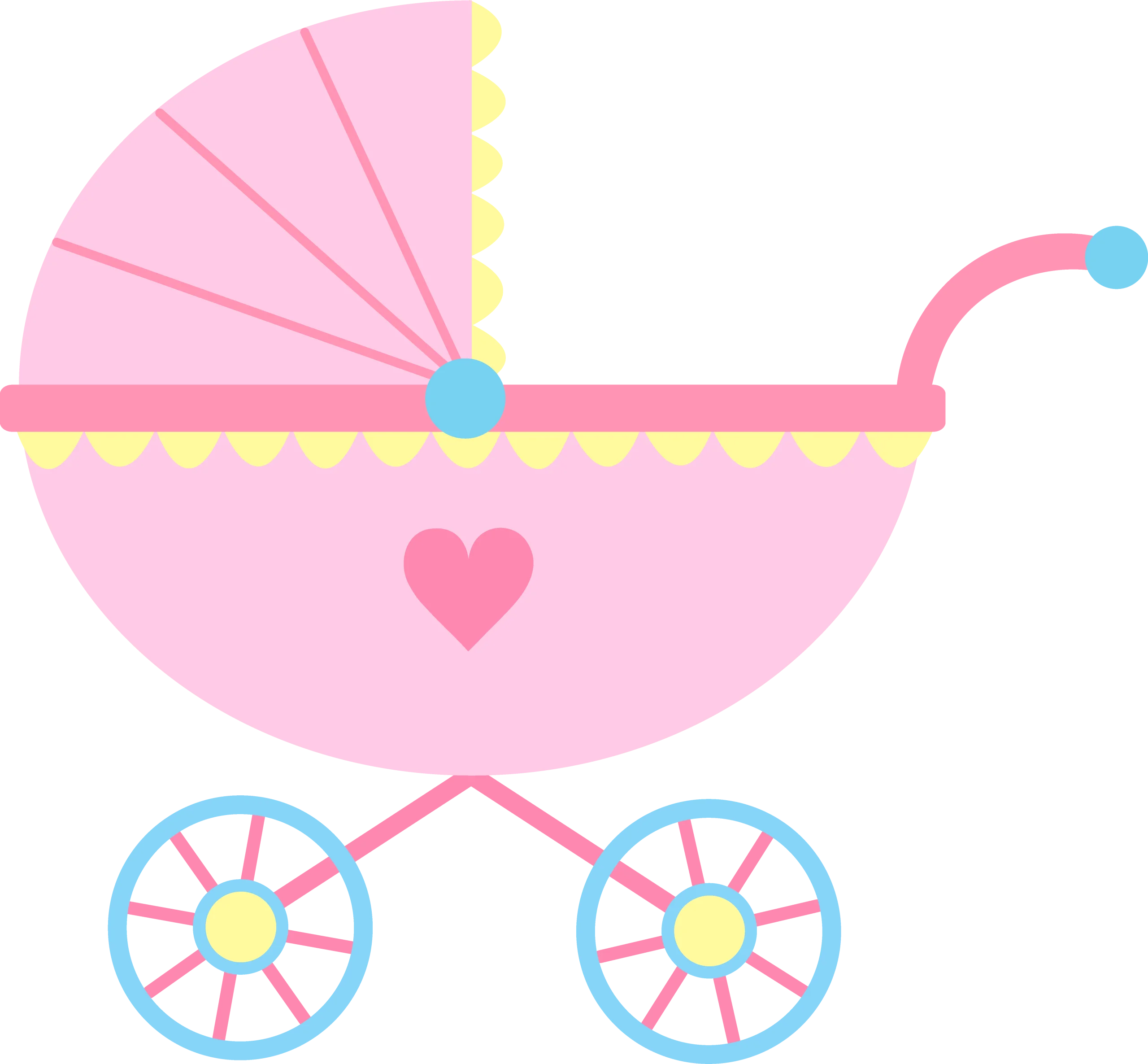 Sweet Pastel Pink Baby Stroller Clipart - Adorable Nursery Graphic Design
