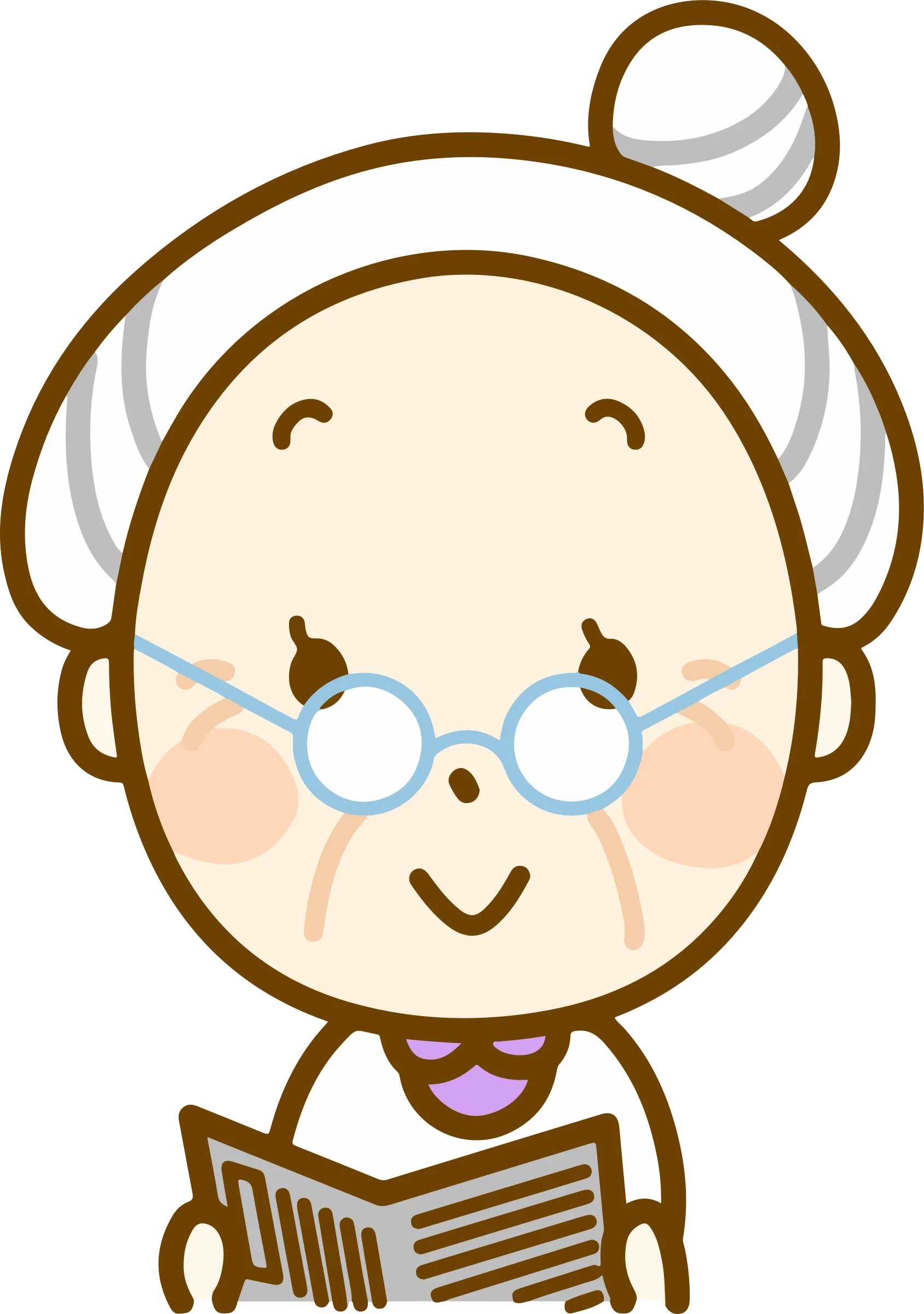 Adorable Grandma Character Clipart: Cute Cartoon Elderly Woman with Soft Smile