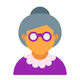 Adorable Grandma Clipart Illustration with Playful Color Palette and Whimsical Style