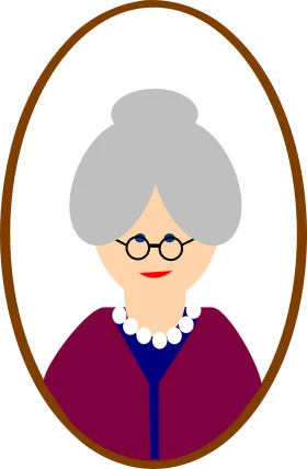 Charming Vintage-Style Grandmother Clipart Portrait with Elegant Silver Hair