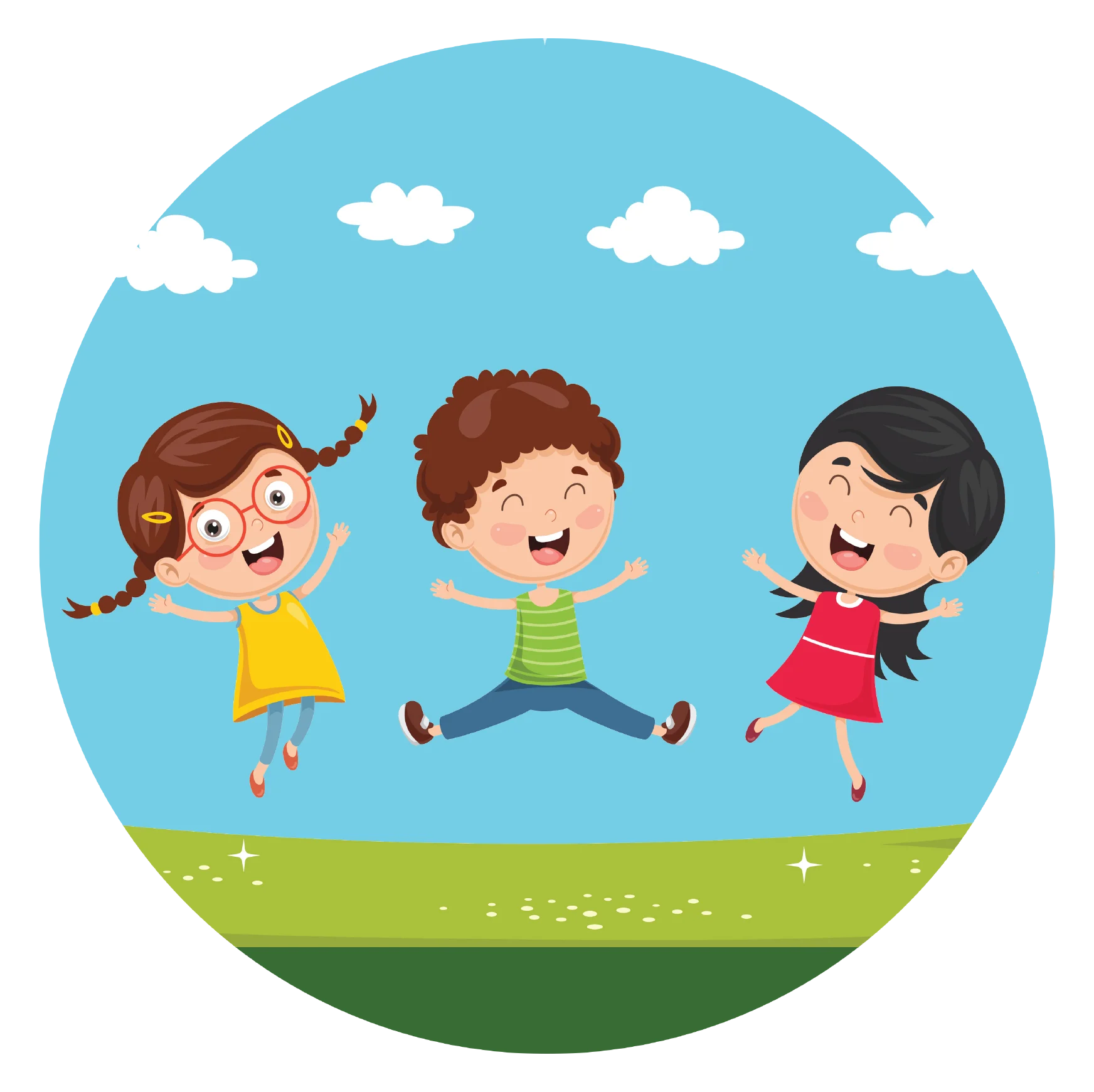 Cheerful Children Jumping with Joy Outdoor Playground Clipart Scene