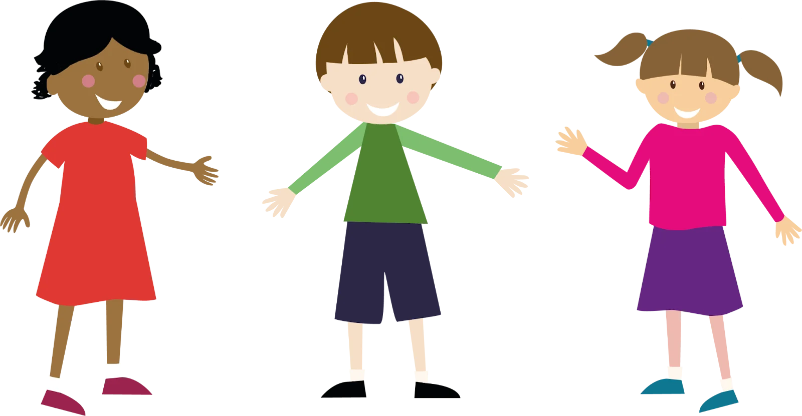 Cheerful Children Playing Together in Simple Stick Figure Clipart Style
