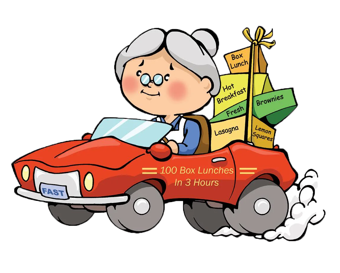 Cheerful Elderly Lady Driving Colorful Vintage Car Clipart Adventure