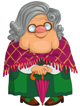 Cheerful Grandma Clipart: Whimsical Elderly Lady with Vintage Charm and Warm Smile