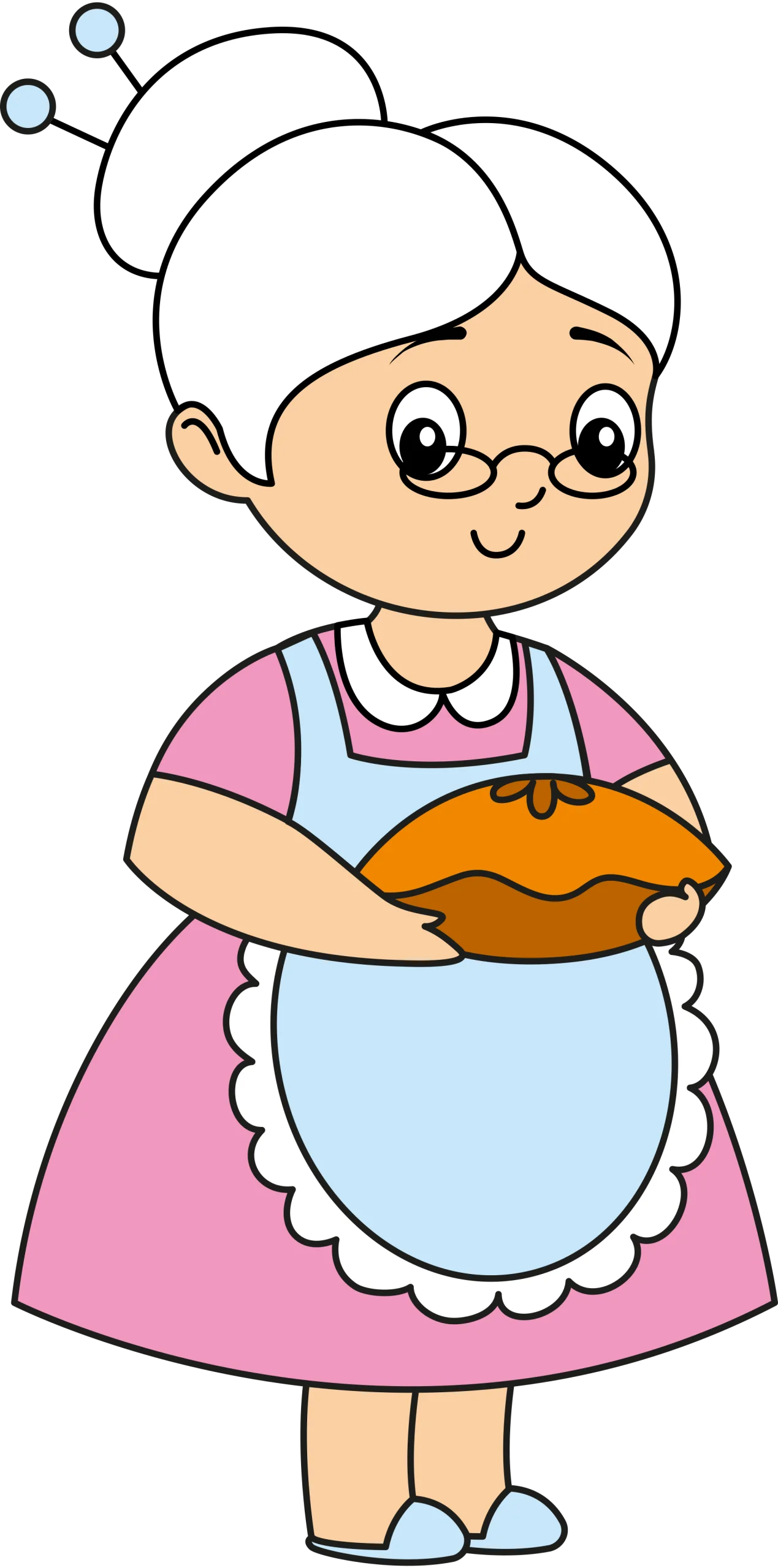 Cheerful Grandmother Clipart Illustration Holding Fresh Baked Pie with Warmth