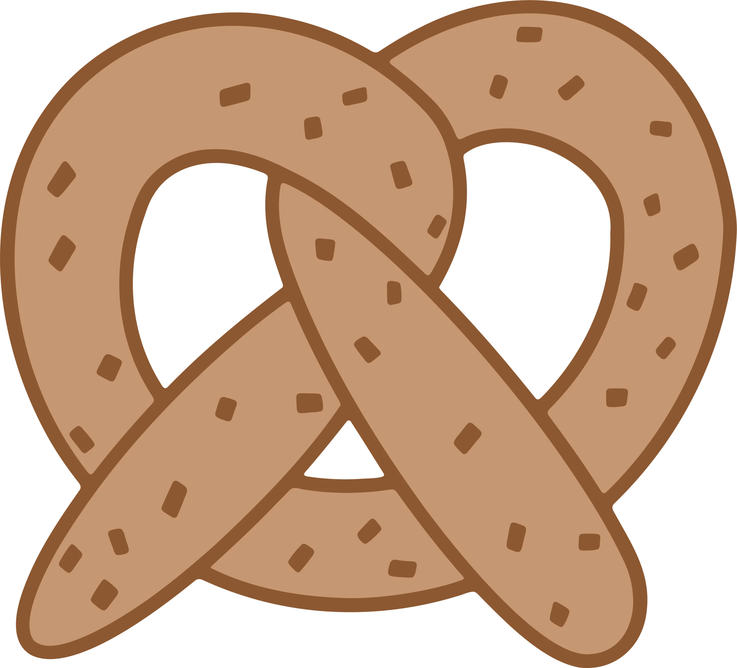 Classic Brown Twisted Pretzel Clipart with Speckled Salt Texture Design