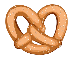 Classic Golden Brown Soft Pretzel Clipart Illustration with Sesame Seeds