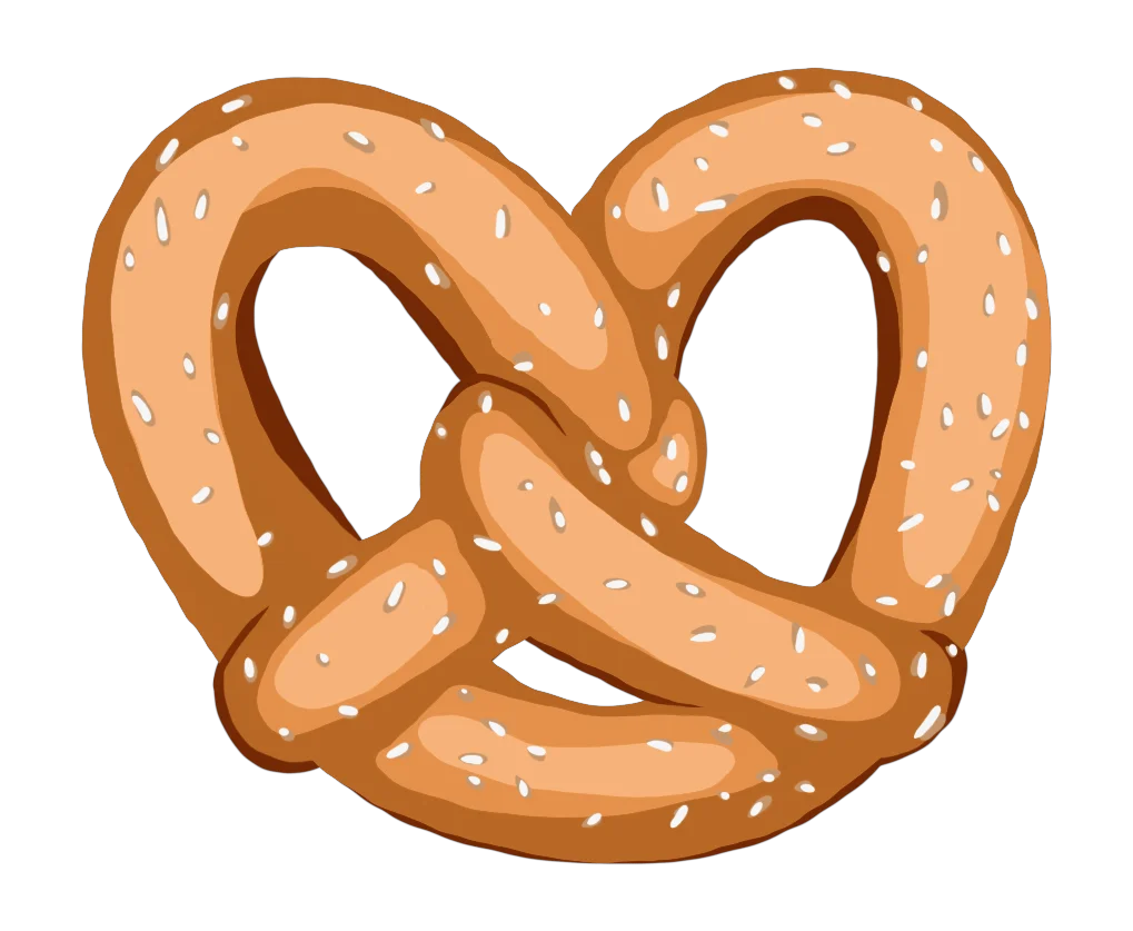 Classic Golden Brown Soft Pretzel Clipart Illustration with Sesame Seeds