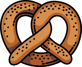 Classic Twisted Pretzel Clipart with Warm Golden Brown Color Palette