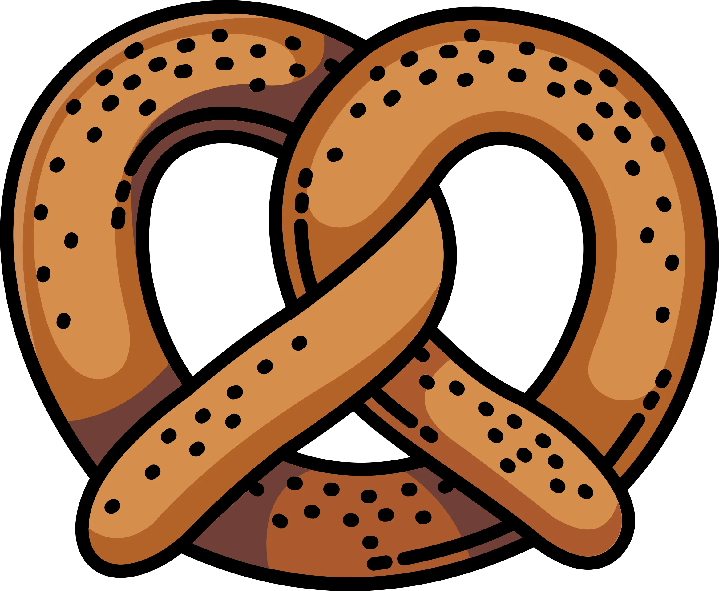 Classic Twisted Pretzel Clipart with Warm Golden Brown Color Palette