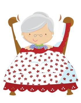 Cozy Grandma Sitting in Rocking Chair Wearing Floral Dress Clipart Illustration