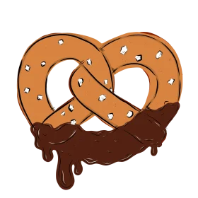 Decadent Chocolate-Dipped Heart-Shaped Pretzel Clipart Design