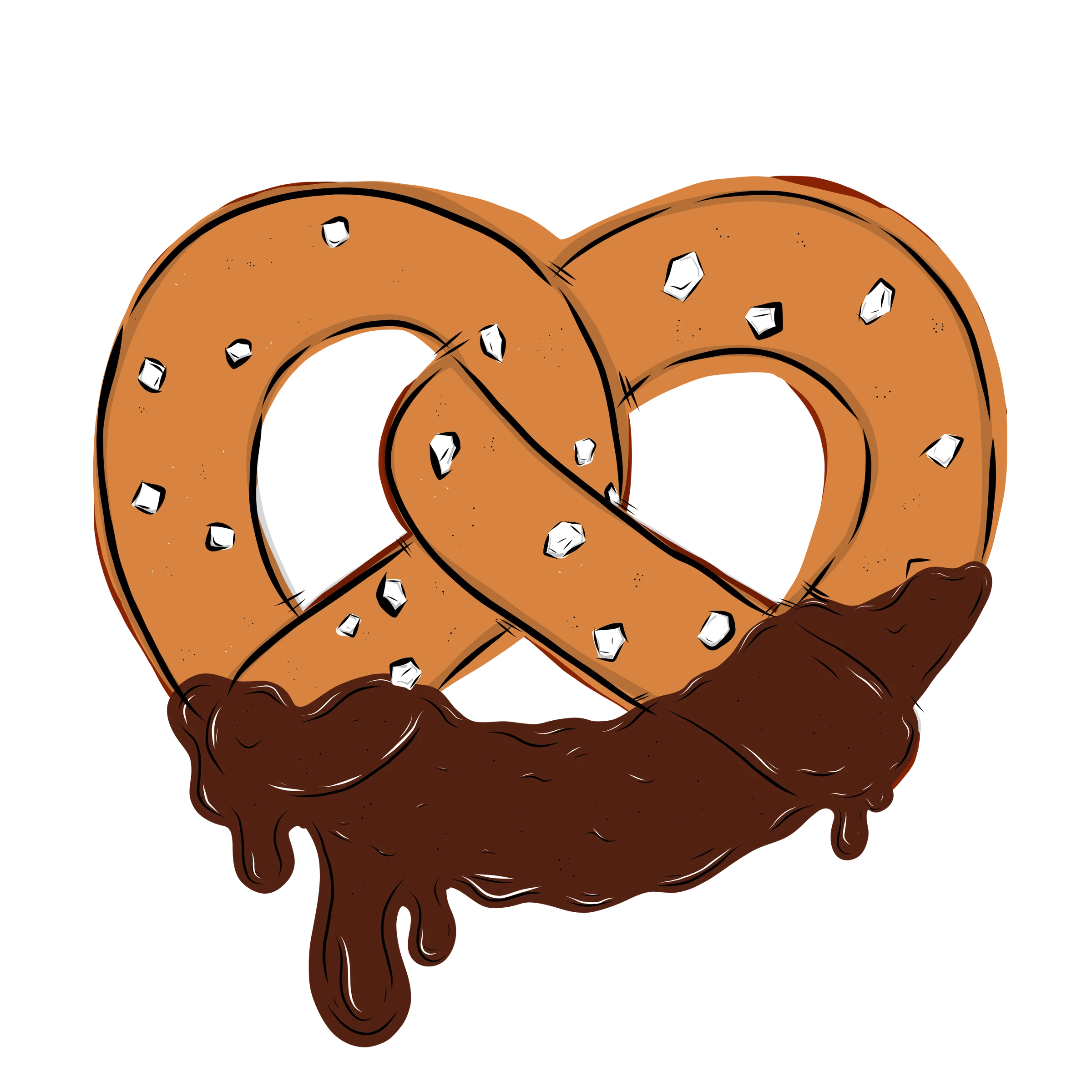 Decadent Chocolate-Dipped Heart-Shaped Pretzel Clipart Design