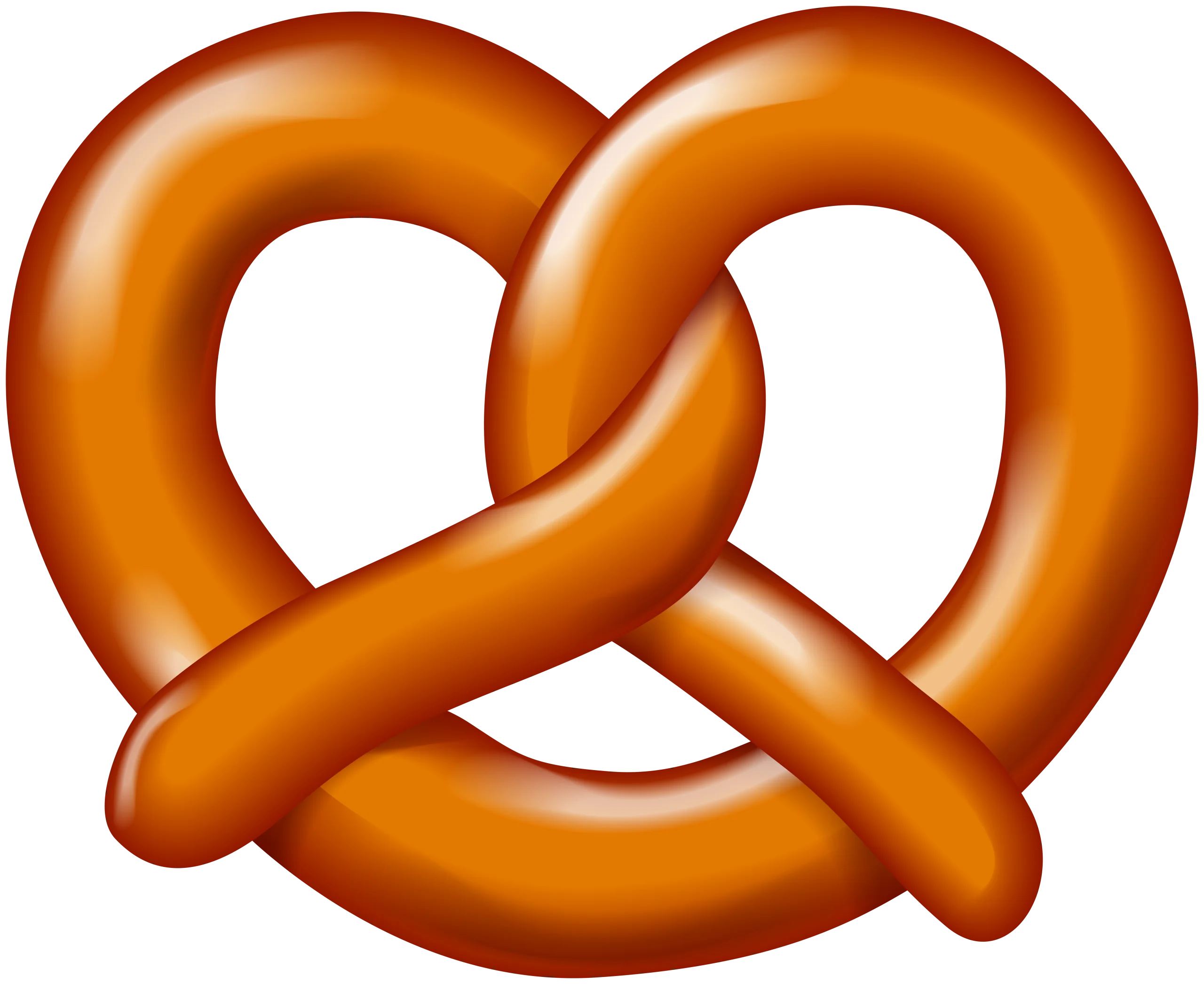 Golden-Brown Twisted Soft Pretzel Clipart Design with Smooth Curves