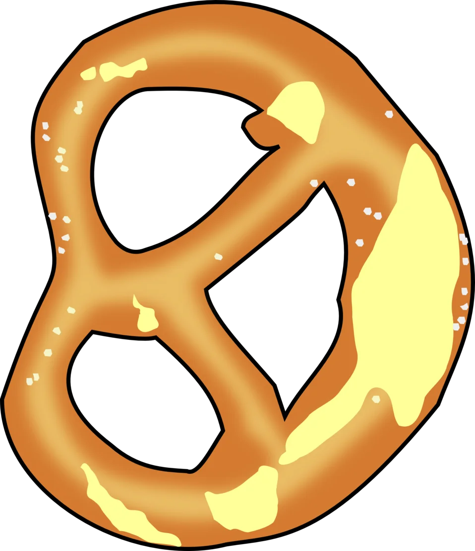 Golden-Brown Twisted Soft Pretzel Clipart with Glossy Buttery Highlights