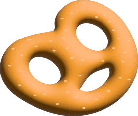 Golden Soft Pretzel Clipart - Traditional Bakery Twisted Snack Illustration