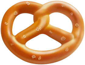Golden Soft Twisted Pretzel Clipart with Delicate Salt Crystal Accents