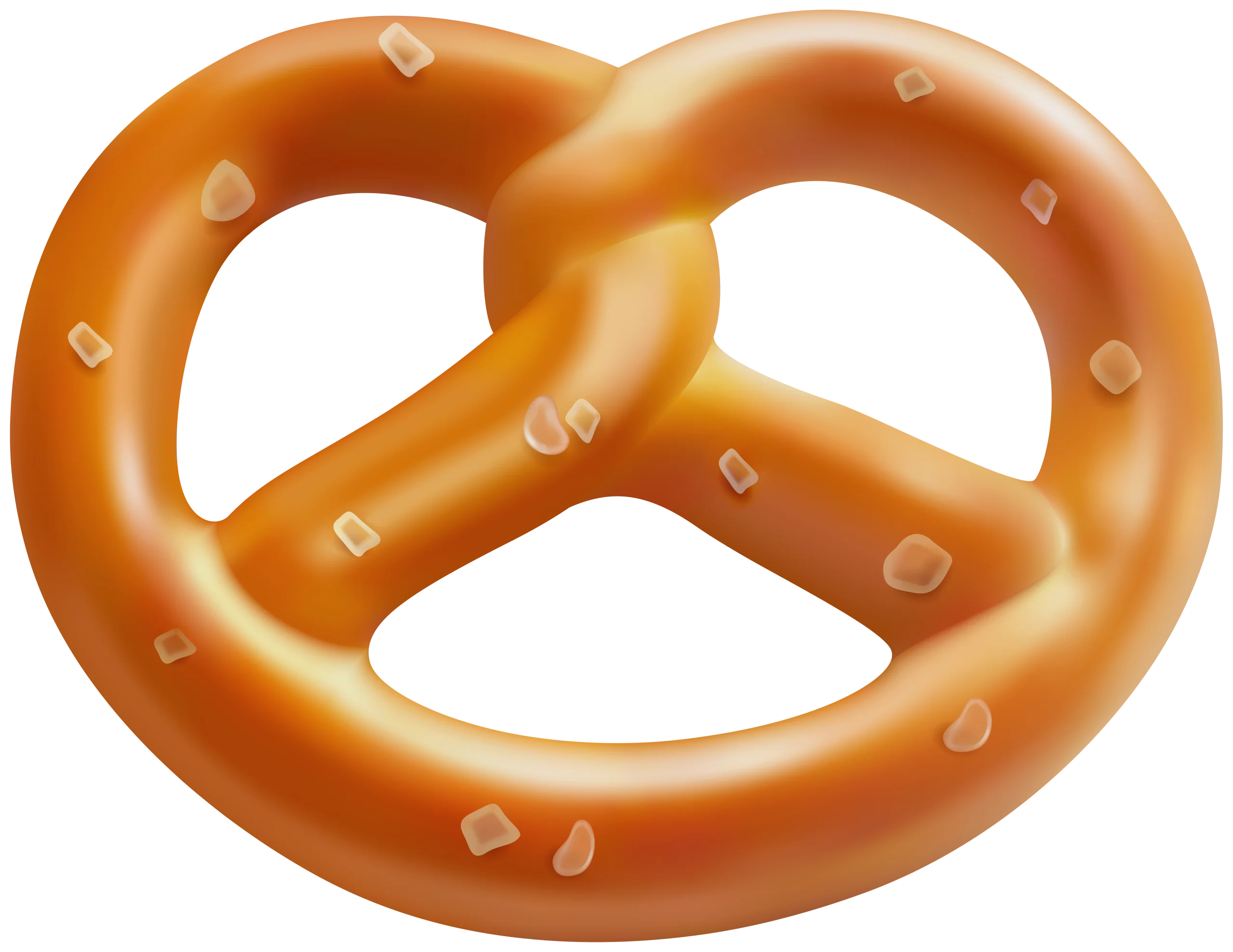 Golden Soft Twisted Pretzel Clipart with Delicate Salt Crystal Accents