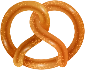 Golden Twisted Pretzel Clipart with Salt Crystals Illustration Design