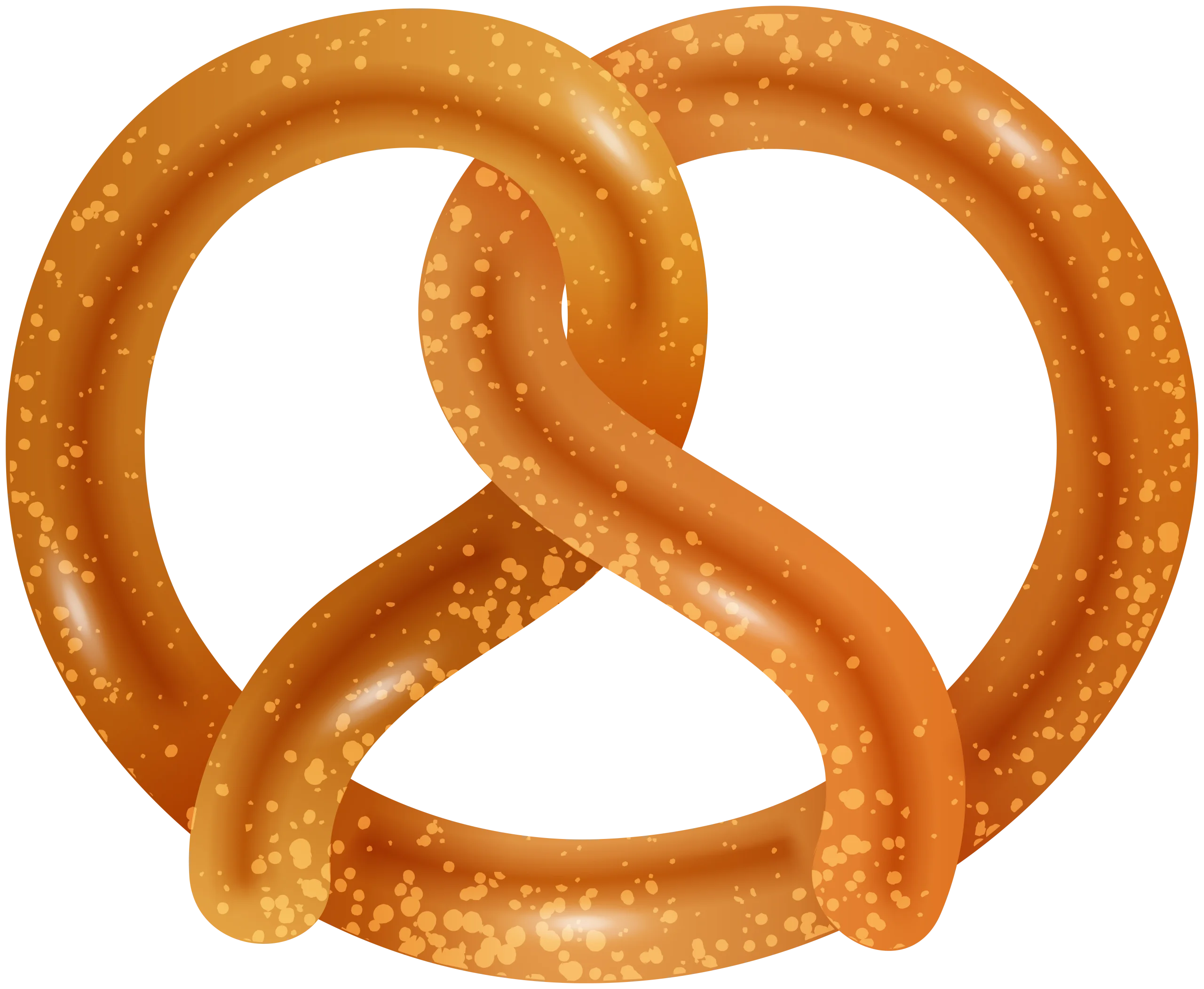 Golden Twisted Pretzel Clipart with Salt Crystals Illustration Design