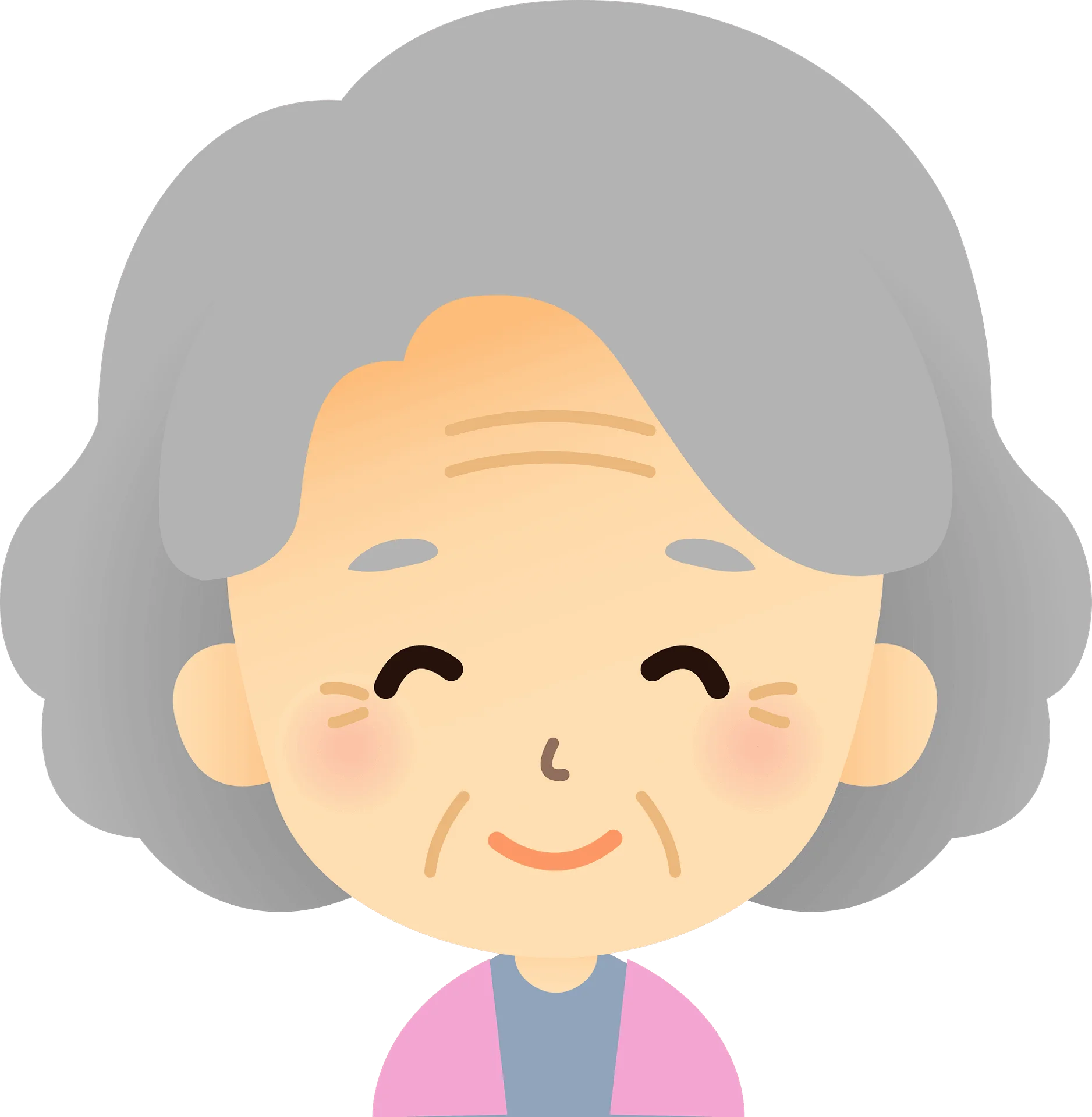 Heartwarming Elderly Woman Clipart with Gentle Smile and Soft Gray Hair
