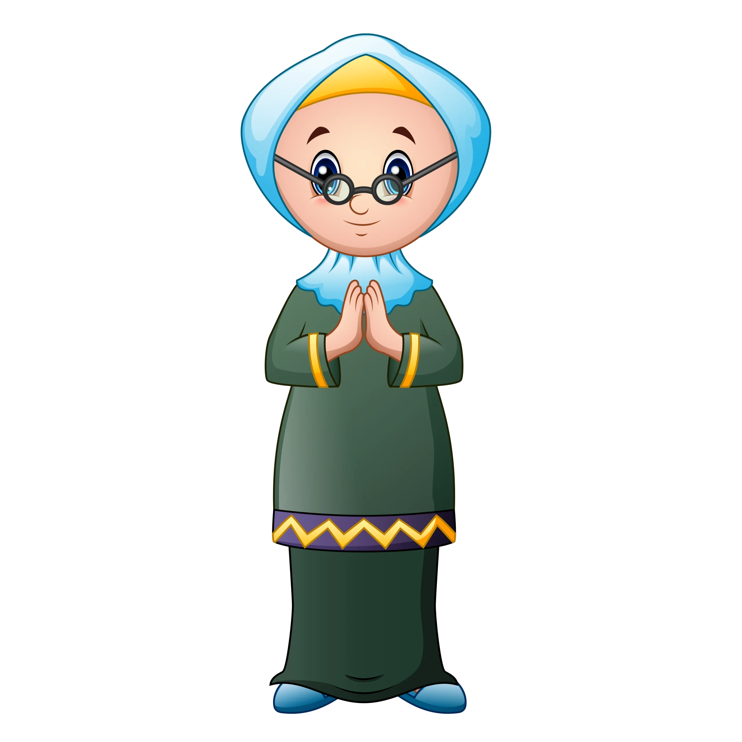 Heartwarming Traditional Grandma Clipart Illustration with Gentle Pose