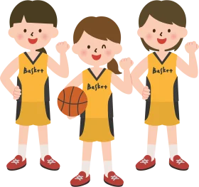 Junior Basketball Team Clipart: Energetic Young Players in Matching Yellow Jerseys