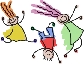 Playful Dancing Stick Figure Children Clipart Celebrating Movement and Joy