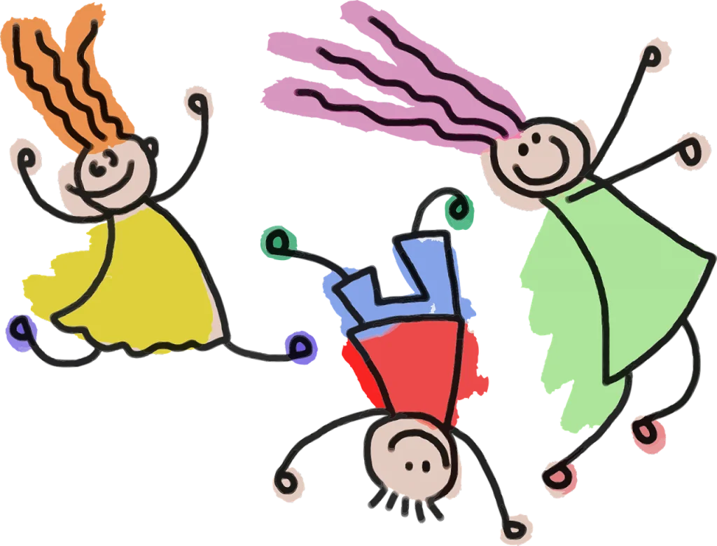 Playful Dancing Stick Figure Children Clipart Celebrating Movement and Joy