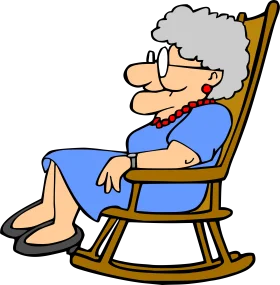 Serene Elderly Lady Relaxing in Classic Wooden Rocking Chair Clipart Illustration