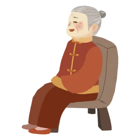 Serene Elderly Woman Resting in Cozy Traditional Clipart Illustration