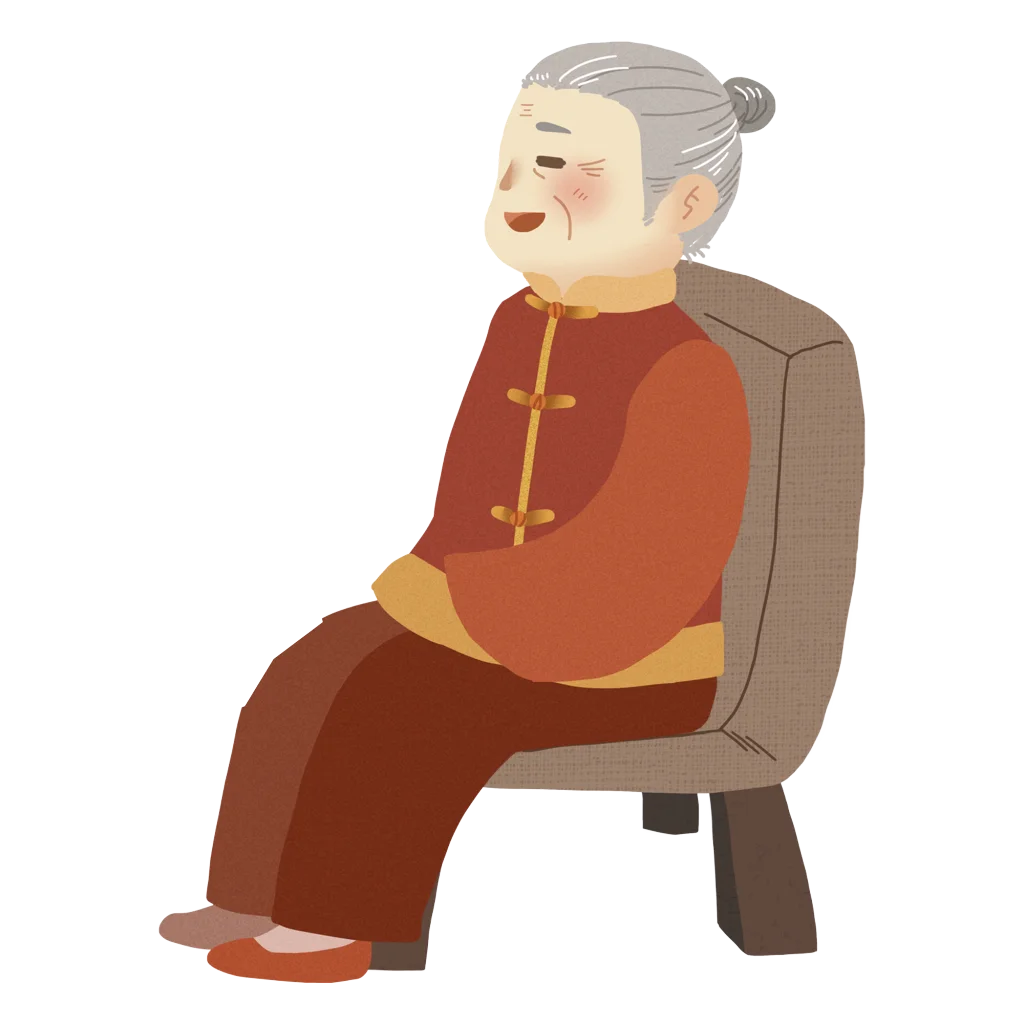 Serene Elderly Woman Resting in Cozy Traditional Clipart Illustration