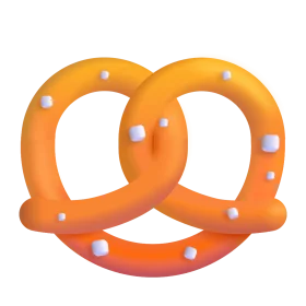 Soft and Glossy Pretzel Clipart with Warm Orange and Yellow Gradient Design