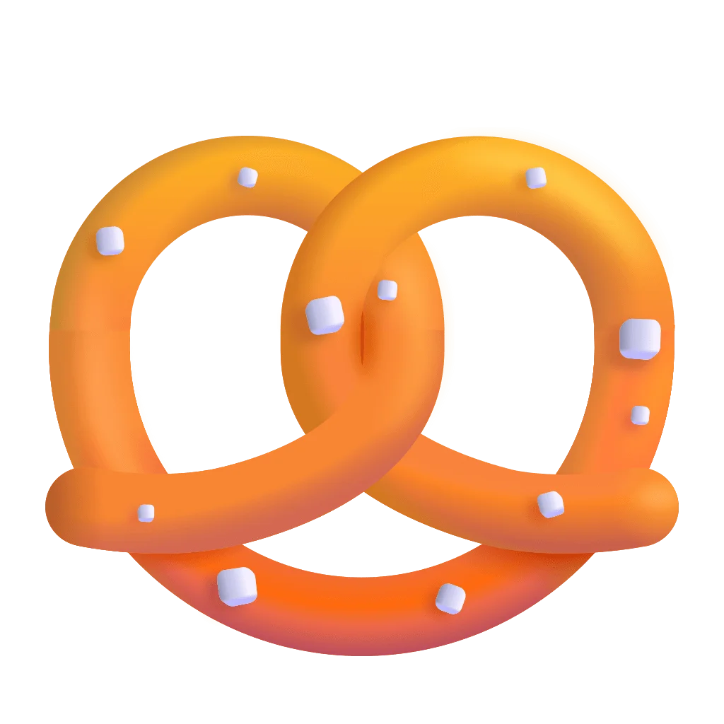 Soft and Glossy Pretzel Clipart with Warm Orange and Yellow Gradient Design