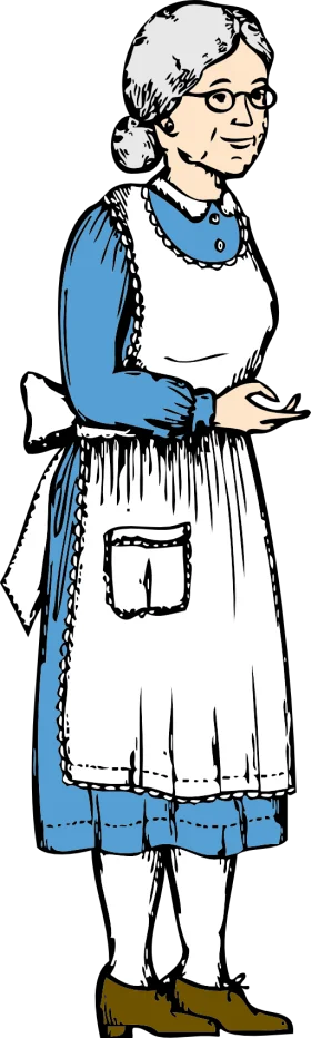 Vintage Grandma Clipart: Nostalgic Illustration of Elderly Woman in Traditional Attire