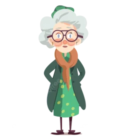 Whimsical Grandma Clipart: A Charming Elderly Lady in Playful Cartoon Style