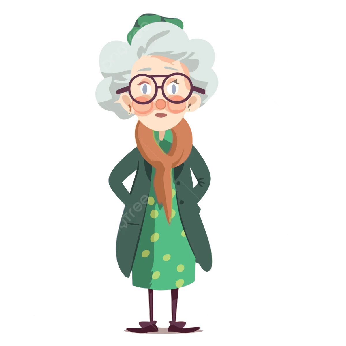 Whimsical Grandma Clipart: A Charming Elderly Lady in Playful Cartoon Style