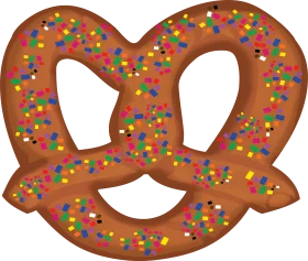 Colorful Sprinkled Soft Pretzel Clipart with Playful Rainbow Candy Dots
