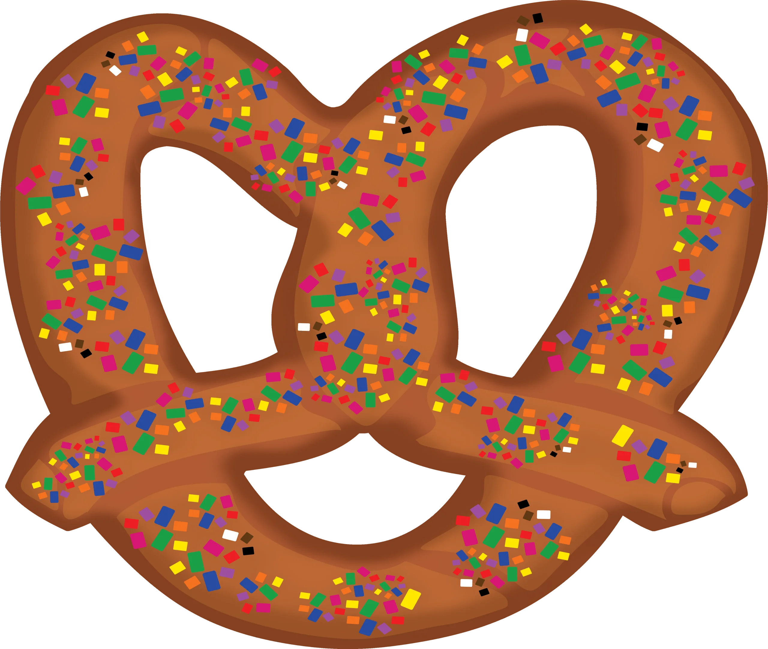 Colorful Sprinkled Soft Pretzel Clipart with Playful Rainbow Candy Dots