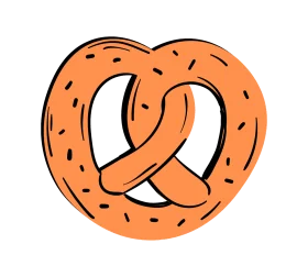 Delightful Orange Soft Twisted Pretzel Clipart with Charming Doodle Style