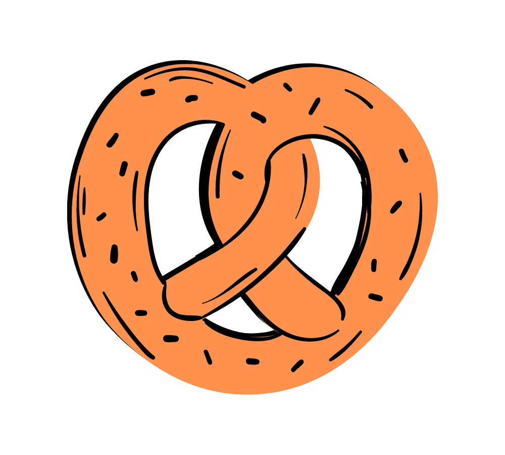 Delightful Orange Soft Twisted Pretzel Clipart with Charming Doodle Style