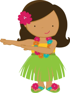 Adorable Hula Dancer Clipart - Cheerful Hawaiian Tropical Character Illustration