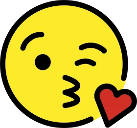 Adorable Winking Emoji Clipart with Playful Heart Kiss Expression