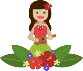 Charming Hawaiian Hula Dancer Clipart with Tropical Floral Embellishments