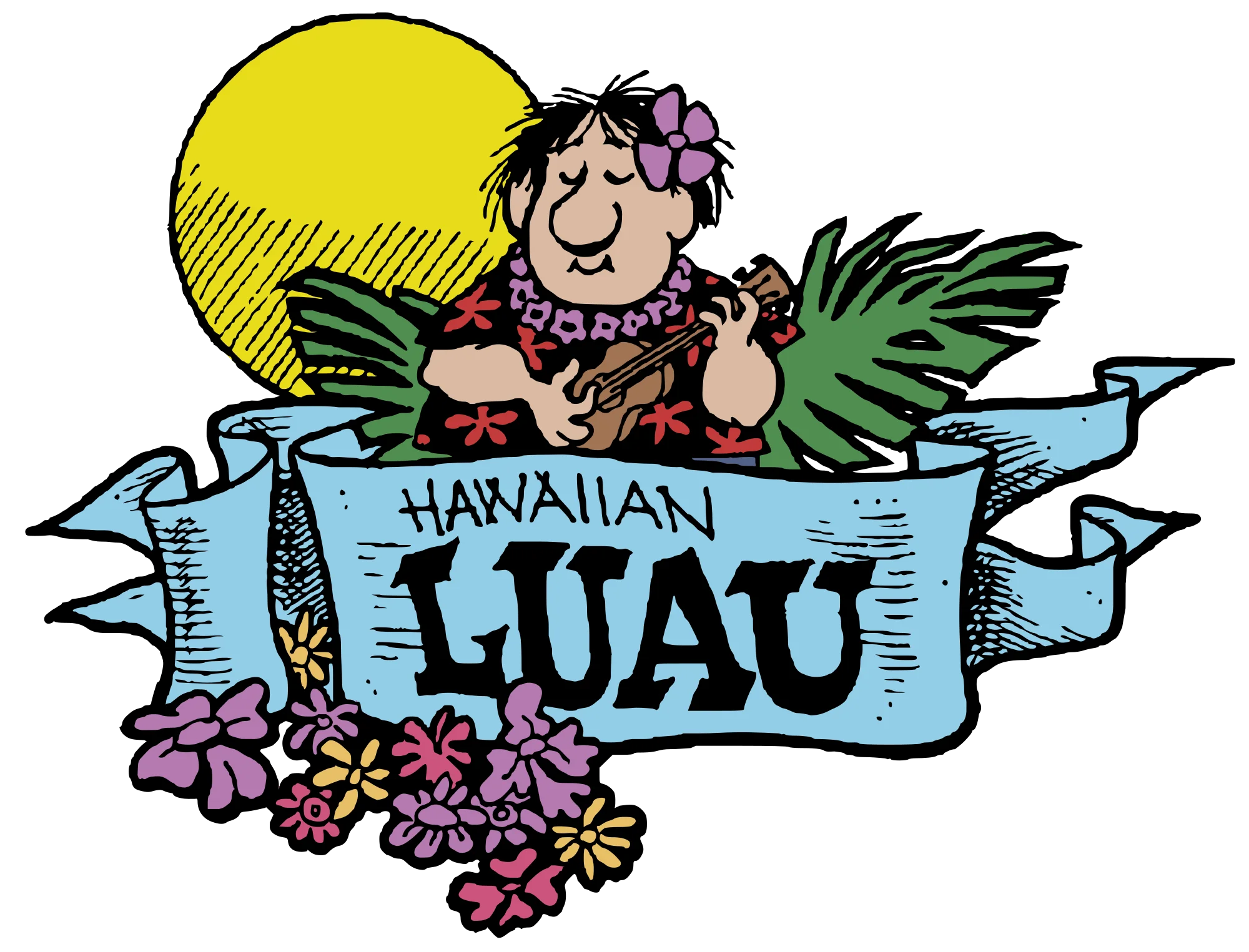 Charming Hawaiian Luau Party Celebration Festive Clipart Illustration Design