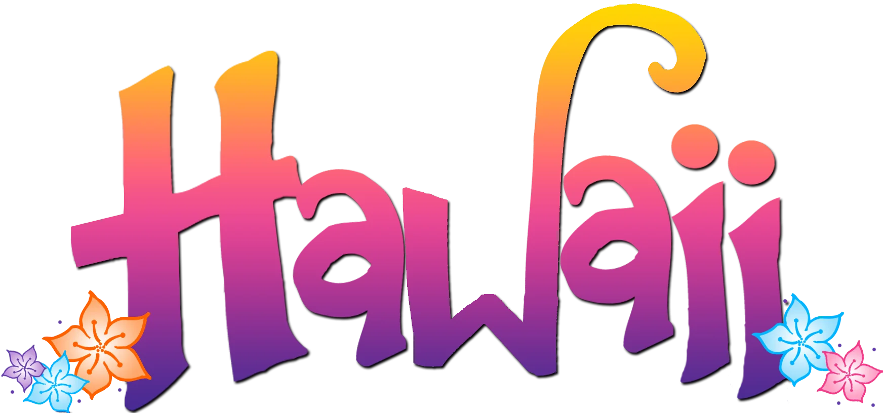 Colorful and Playful Hawaii Tropical Typography Clipart Design