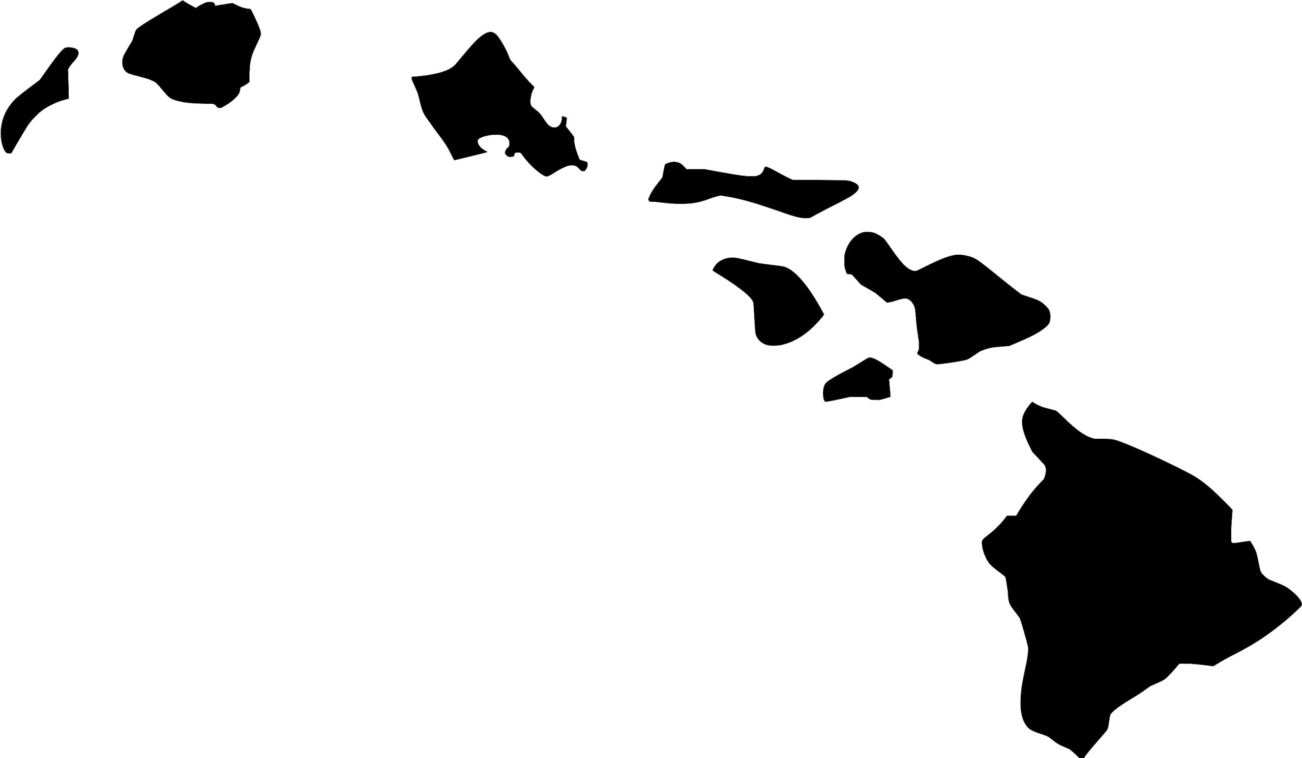 Hawaiian Islands Black and White Silhouette Clipart Graphic Design